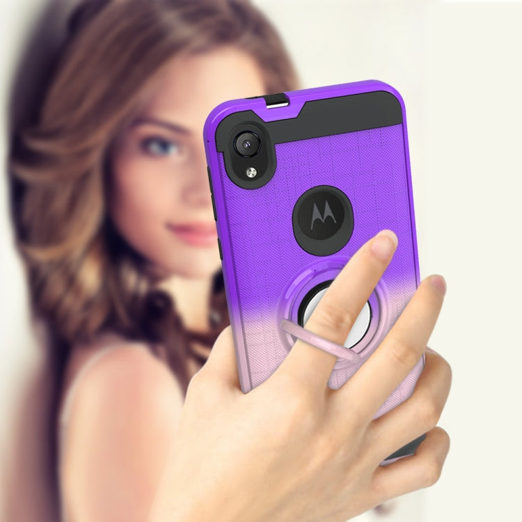 For Motorola E6 2 In 1 PC + TPU Protective Case with 360 Degrees Rotate Ring Holder