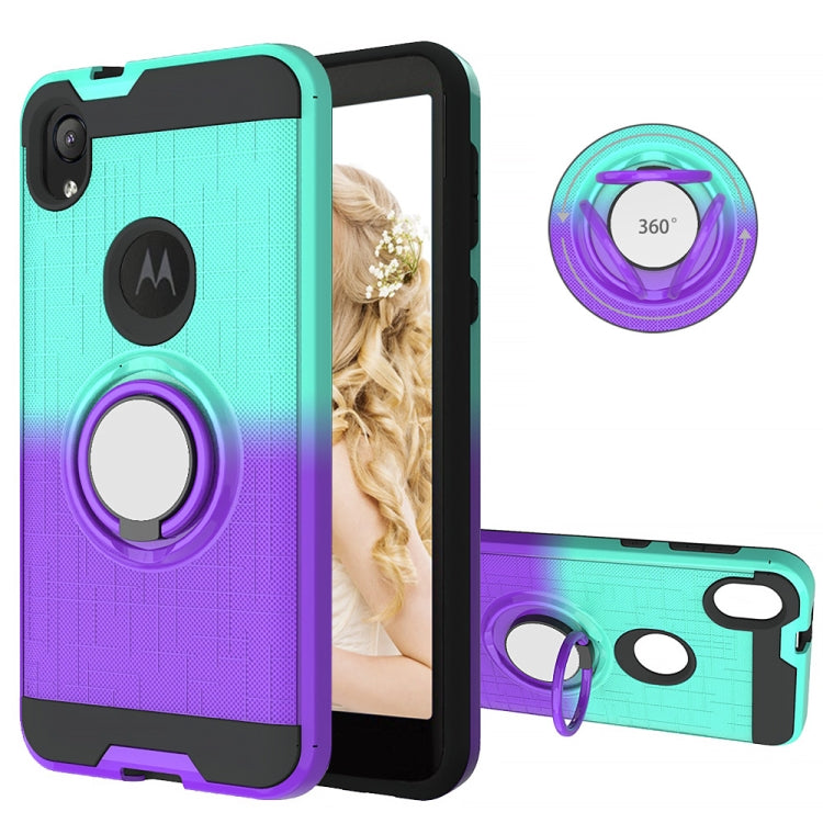 For Motorola E6 2 In 1 PC + TPU Protective Case with 360 Degrees Rotate Ring Holder