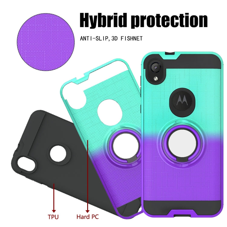 For Motorola E6 2 In 1 PC + TPU Protective Case with 360 Degrees Rotate Ring Holder