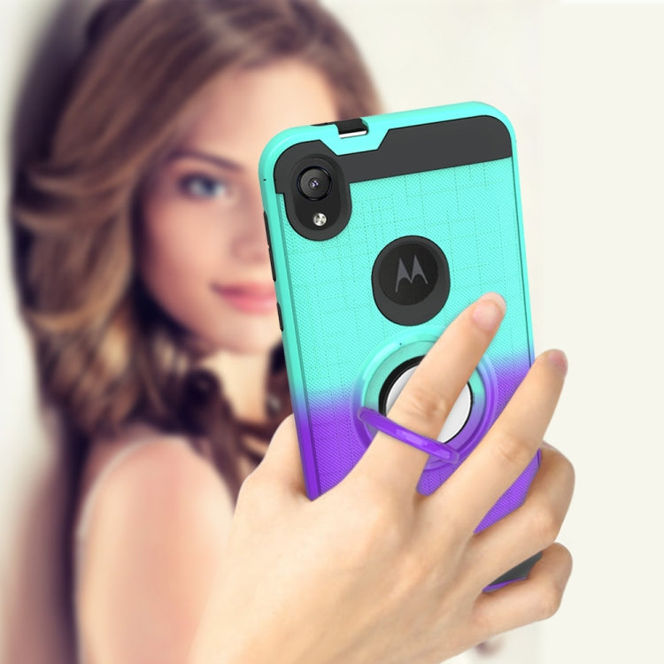 For Motorola E6 2 In 1 PC + TPU Protective Case with 360 Degrees Rotate Ring Holder