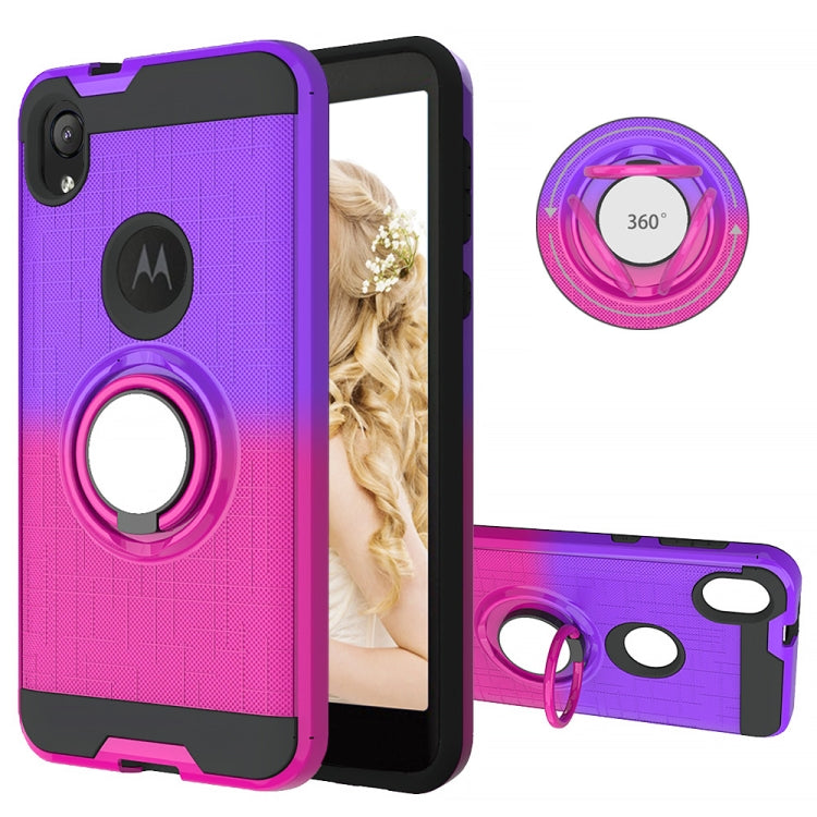 For Motorola E6 2 In 1 PC + TPU Protective Case with 360 Degrees Rotate Ring Holder