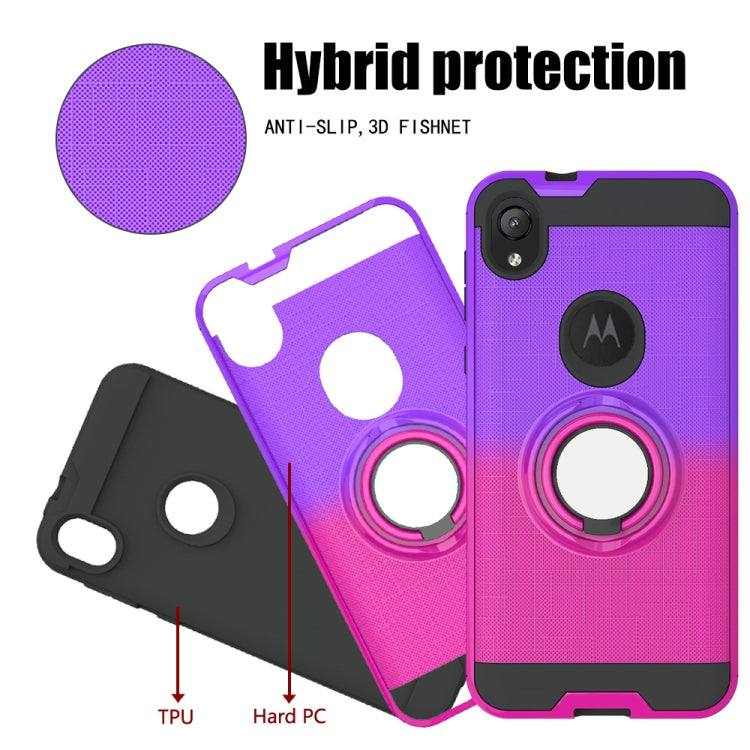 For Motorola E6 2 In 1 PC + TPU Protective Case with 360 Degrees Rotate Ring Holder
