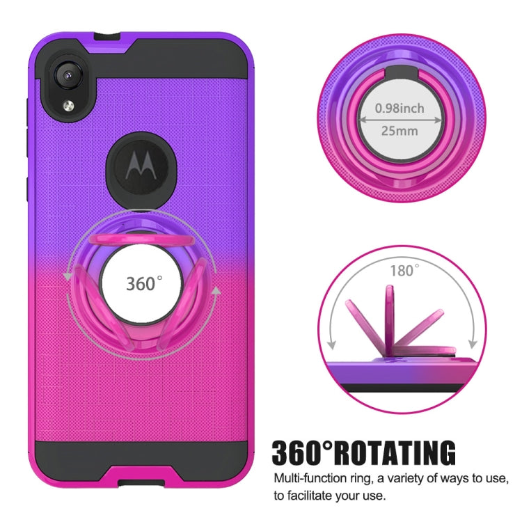 For Motorola E6 2 In 1 PC + TPU Protective Case with 360 Degrees Rotate Ring Holder