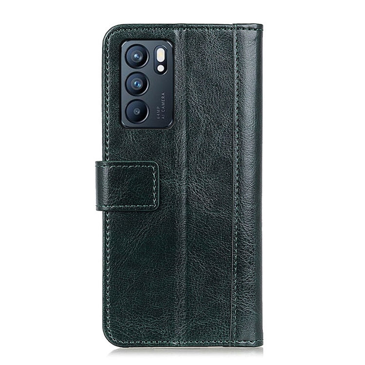 For OPPO Reno6 5G Peas Crazy Horse Texture Horizontal Flip Leather Case with Holder & Card Slots & Wallet