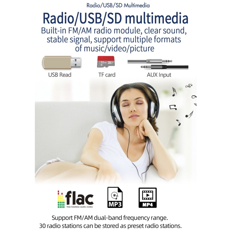 T100C 7 inch Manually Retractable Screen Car MP5 Player Radio, Support Mirror Link & FM & TF Card & USB & Bluetooth Hand-free Calling & Reversing Trajectory System & CayPlay Connection