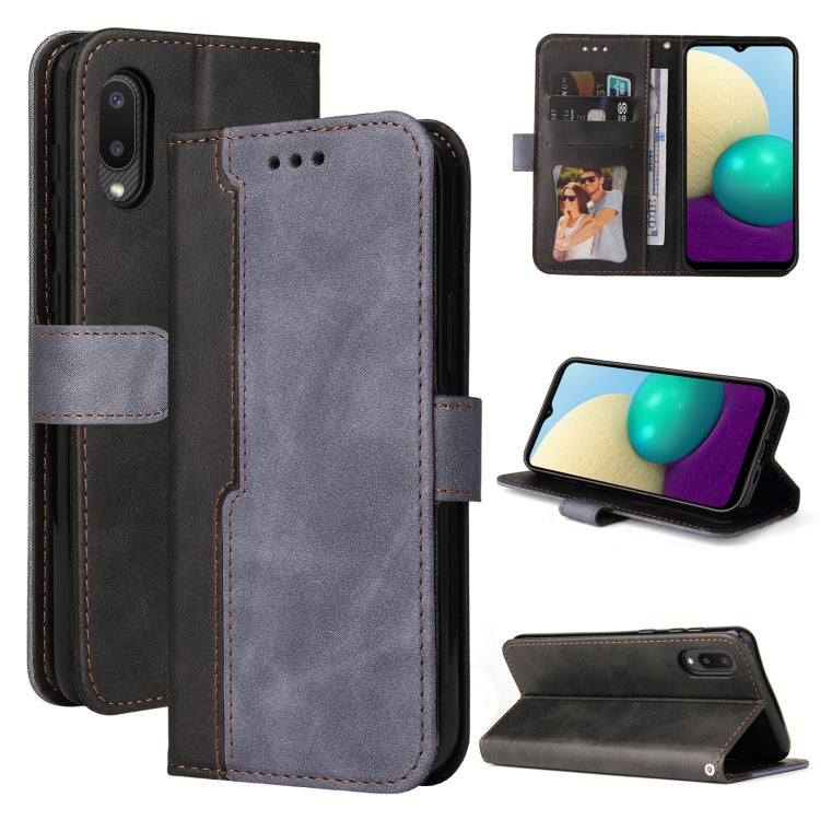 For Samsung Galaxy A02 / M02 EU Version Business Stitching-Color Horizontal Flip PU Leather Case with Holder & Card Slots & Photo Frame