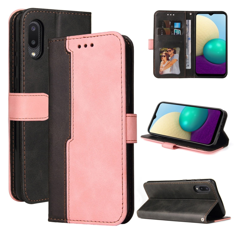 For Samsung Galaxy A02 / M02 EU Version Business Stitching-Color Horizontal Flip PU Leather Case with Holder & Card Slots & Photo Frame