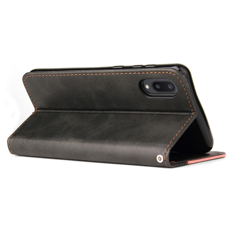 For Samsung Galaxy A02 / M02 EU Version Business Stitching-Color Horizontal Flip PU Leather Case with Holder & Card Slots & Photo Frame
