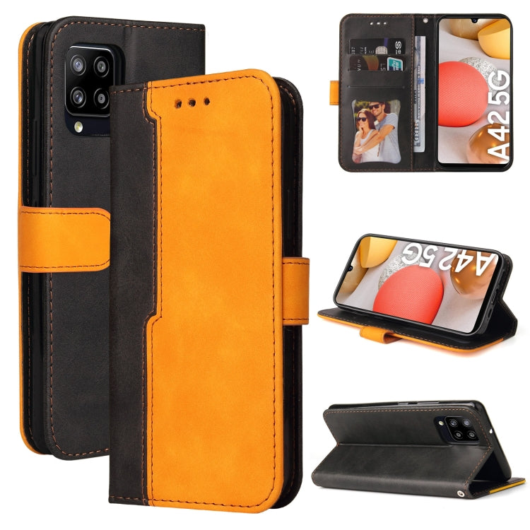 For Samsung Galaxy A42 5G Business Stitching-Color Horizontal Flip PU Leather Case with Holder & Card Slots & Photo Frame