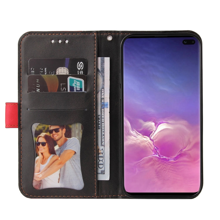 For Samsung Galaxy S10 Business Stitching-Color Horizontal Flip PU Leather Case with Holder & Card Slots & Photo Frame(Red)