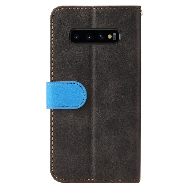 For Samsung Galaxy S10+ Business Stitching-Color Horizontal Flip PU Leather Case with Holder & Card Slots & Photo Frame(Blue)