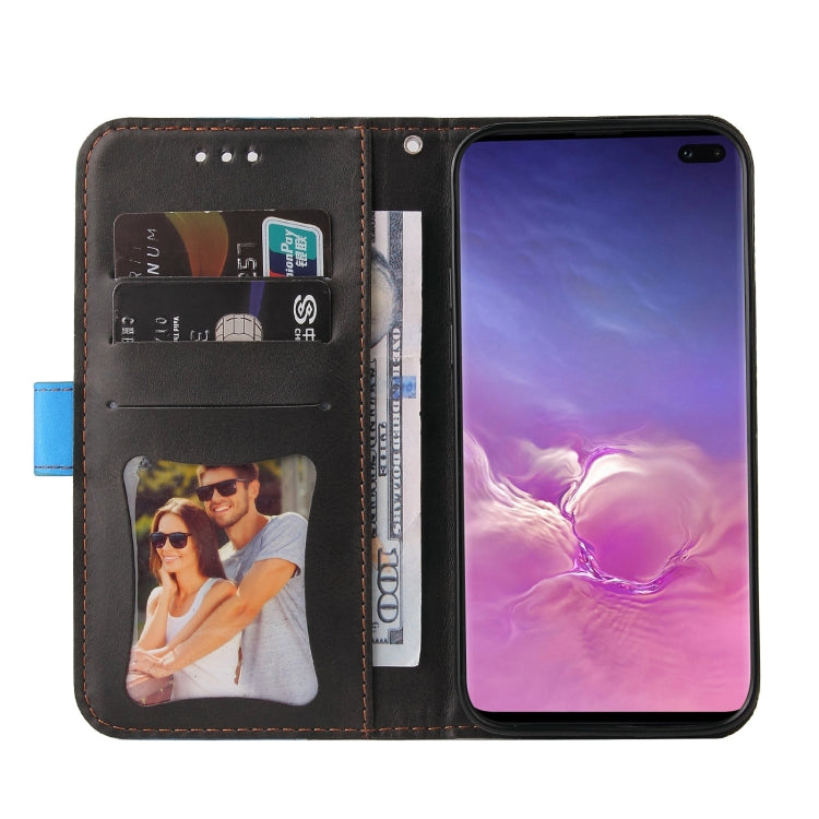 For Samsung Galaxy S10+ Business Stitching-Color Horizontal Flip PU Leather Case with Holder & Card Slots & Photo Frame(Blue)