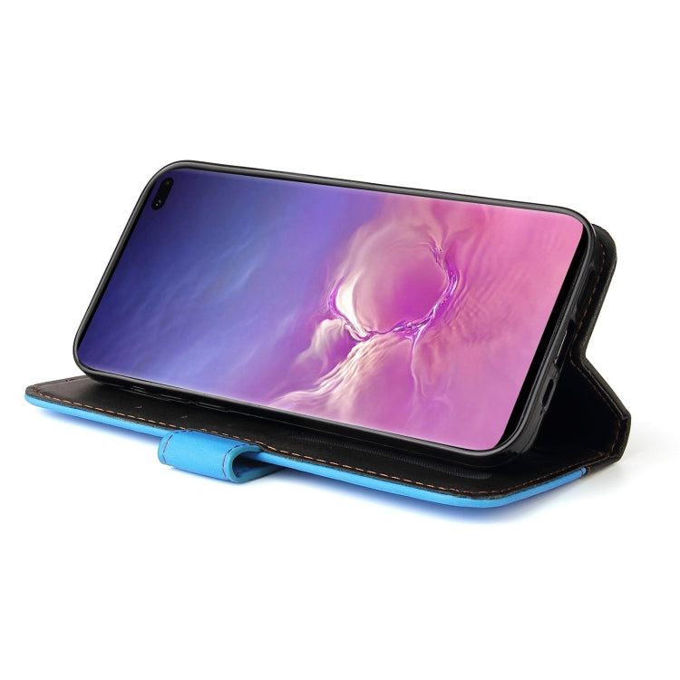 For Samsung Galaxy S10+ Business Stitching-Color Horizontal Flip PU Leather Case with Holder & Card Slots & Photo Frame(Blue)