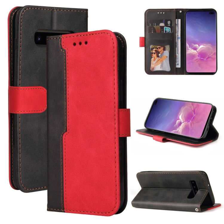 For Samsung Galaxy S10e Business Stitching-Color Horizontal Flip PU Leather Case with Holder & Card Slots & Photo Frame