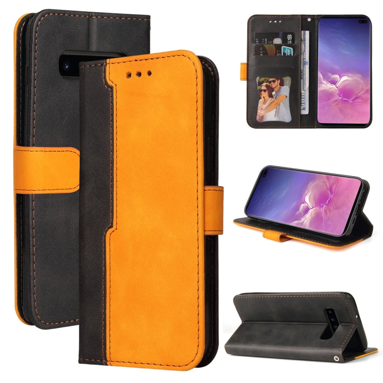 For Samsung Galaxy S10e Business Stitching-Color Horizontal Flip PU Leather Case with Holder & Card Slots & Photo Frame
