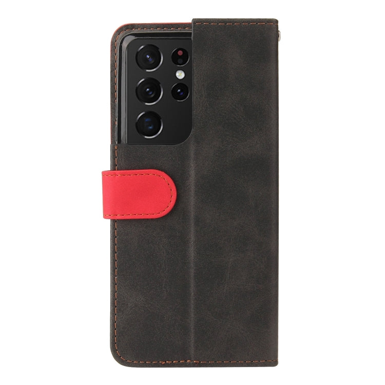For Samsung Galaxy S21 Ultra 5G Business Stitching-Color Horizontal Flip PU Leather Case with Holder & Card Slots & Photo Frame