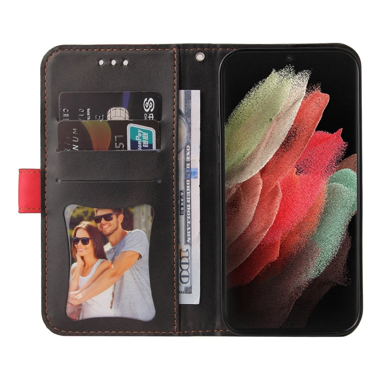 For Samsung Galaxy S21 Ultra 5G Business Stitching-Color Horizontal Flip PU Leather Case with Holder & Card Slots & Photo Frame