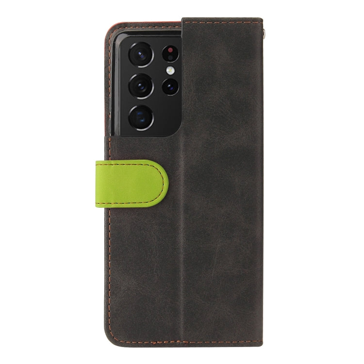 For Samsung Galaxy S21 Ultra 5G Business Stitching-Color Horizontal Flip PU Leather Case with Holder & Card Slots & Photo Frame