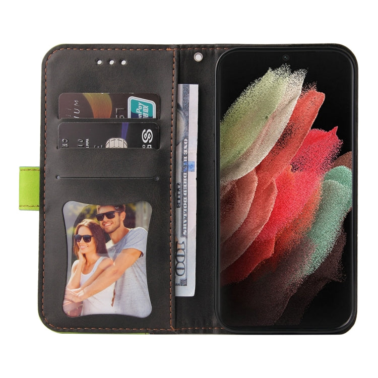 For Samsung Galaxy S21 Ultra 5G Business Stitching-Color Horizontal Flip PU Leather Case with Holder & Card Slots & Photo Frame