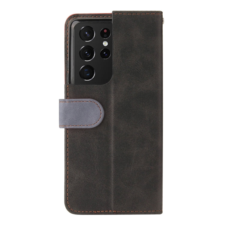 For Samsung Galaxy S21 Ultra 5G Business Stitching-Color Horizontal Flip PU Leather Case with Holder & Card Slots & Photo Frame