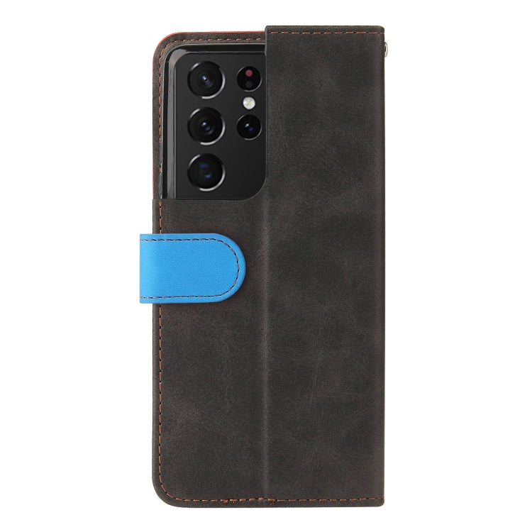 For Samsung Galaxy S21 Ultra 5G Business Stitching-Color Horizontal Flip PU Leather Case with Holder & Card Slots & Photo Frame