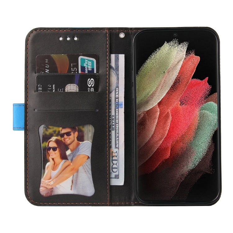For Samsung Galaxy S21 Ultra 5G Business Stitching-Color Horizontal Flip PU Leather Case with Holder & Card Slots & Photo Frame