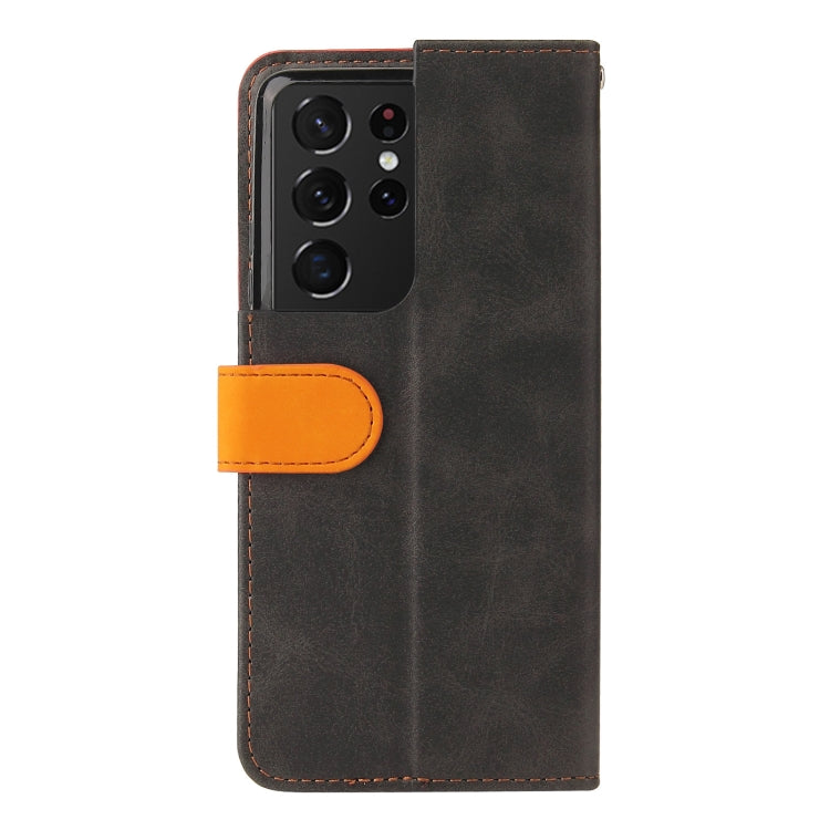 For Samsung Galaxy S21 Ultra 5G Business Stitching-Color Horizontal Flip PU Leather Case with Holder & Card Slots & Photo Frame