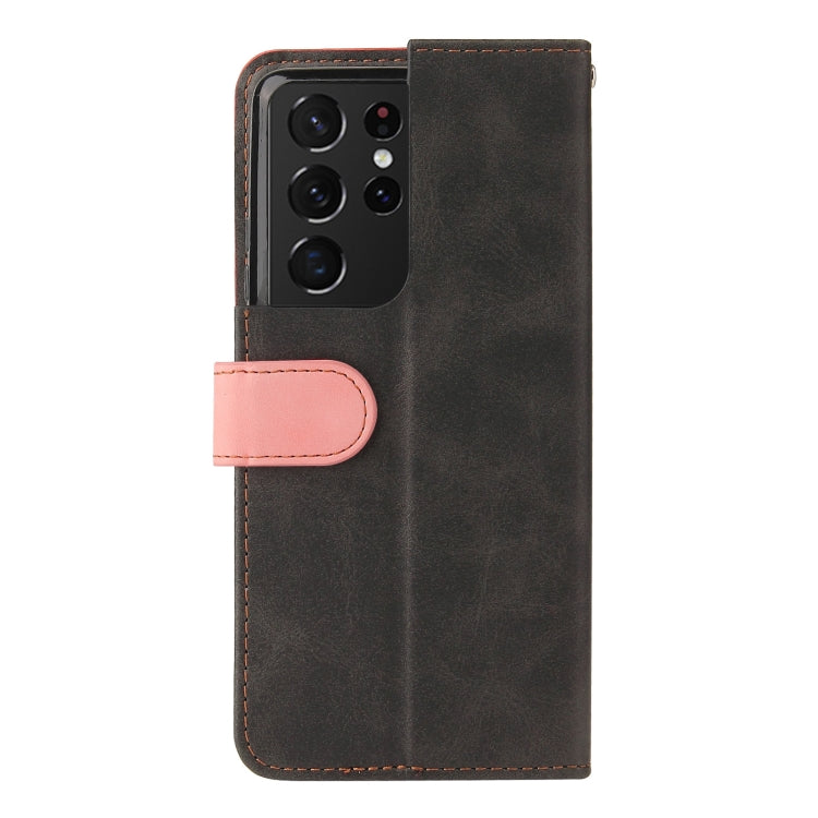 For Samsung Galaxy S21 Ultra 5G Business Stitching-Color Horizontal Flip PU Leather Case with Holder & Card Slots & Photo Frame