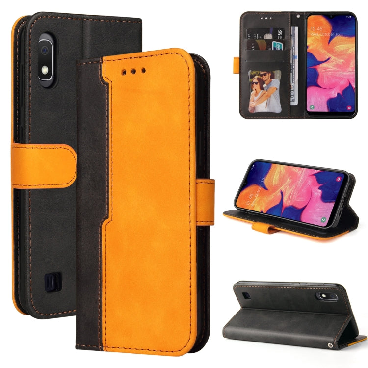 For Samsung Galaxy A10 / M10 Business Stitching-Color Horizontal Flip PU Leather Case with Holder & Card Slots & Photo Frame(Orange)