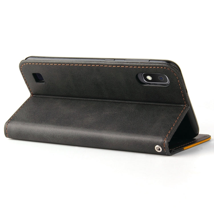 For Samsung Galaxy A10 / M10 Business Stitching-Color Horizontal Flip PU Leather Case with Holder & Card Slots & Photo Frame(Orange)