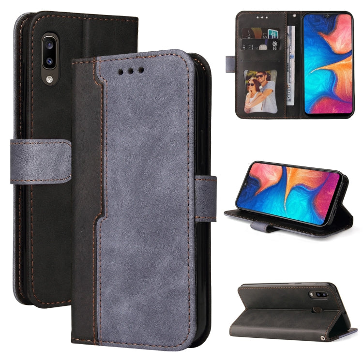 For Samsung Galaxy A20 / A30 Business Stitching-Color Horizontal Flip PU Leather Case with Holder & Card Slots & Photo Frame