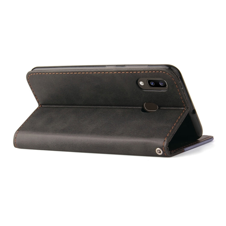 For Samsung Galaxy A20 / A30 Business Stitching-Color Horizontal Flip PU Leather Case with Holder & Card Slots & Photo Frame