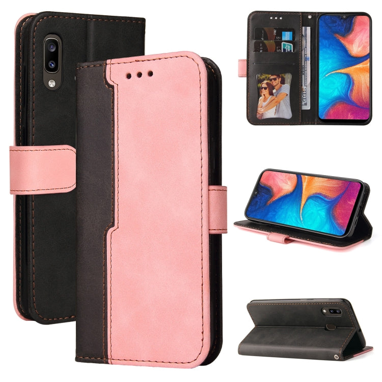 For Samsung Galaxy A20 / A30 Business Stitching-Color Horizontal Flip PU Leather Case with Holder & Card Slots & Photo Frame