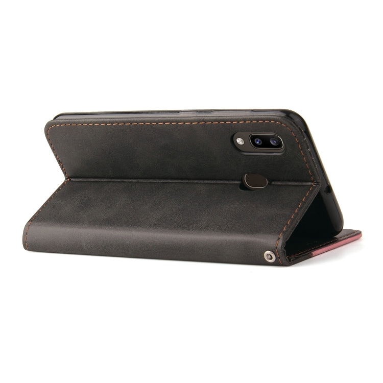 For Samsung Galaxy A20 / A30 Business Stitching-Color Horizontal Flip PU Leather Case with Holder & Card Slots & Photo Frame
