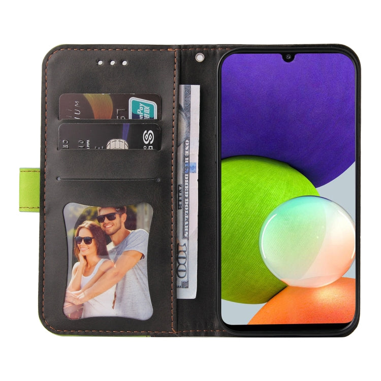 For Samsung Galaxy A22 4G Business Stitching-Color Horizontal Flip PU Leather Case with Holder & Card Slots & Photo Frame