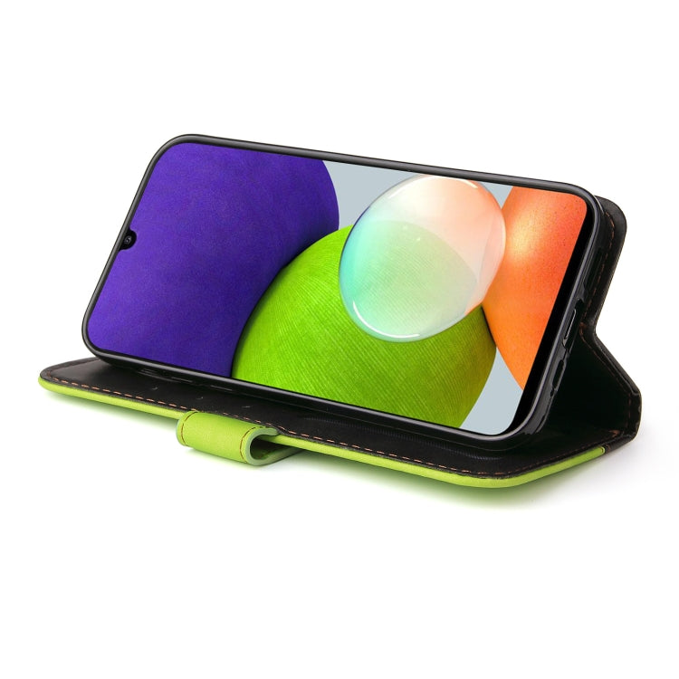 For Samsung Galaxy A22 4G Business Stitching-Color Horizontal Flip PU Leather Case with Holder & Card Slots & Photo Frame