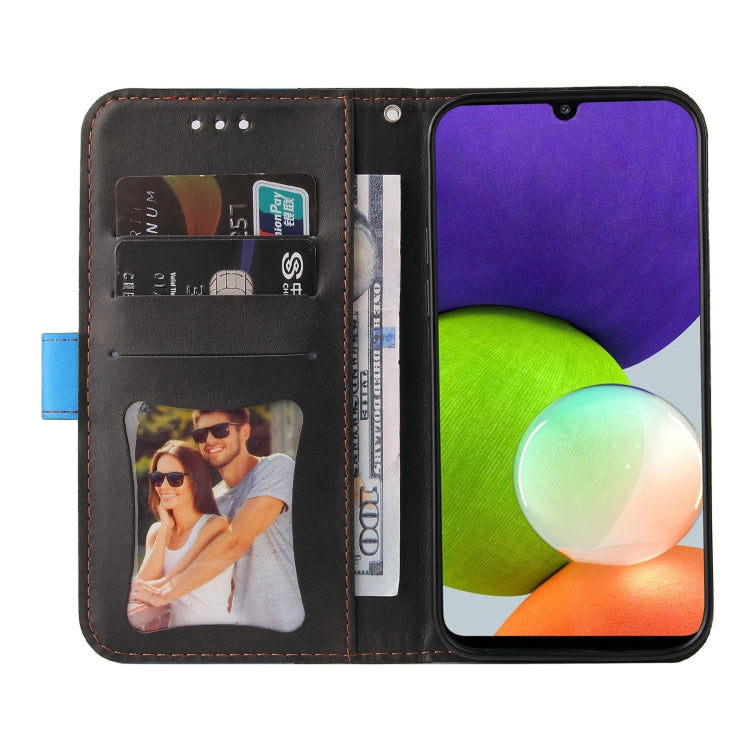 For Samsung Galaxy A22 4G Business Stitching-Color Horizontal Flip PU Leather Case with Holder & Card Slots & Photo Frame
