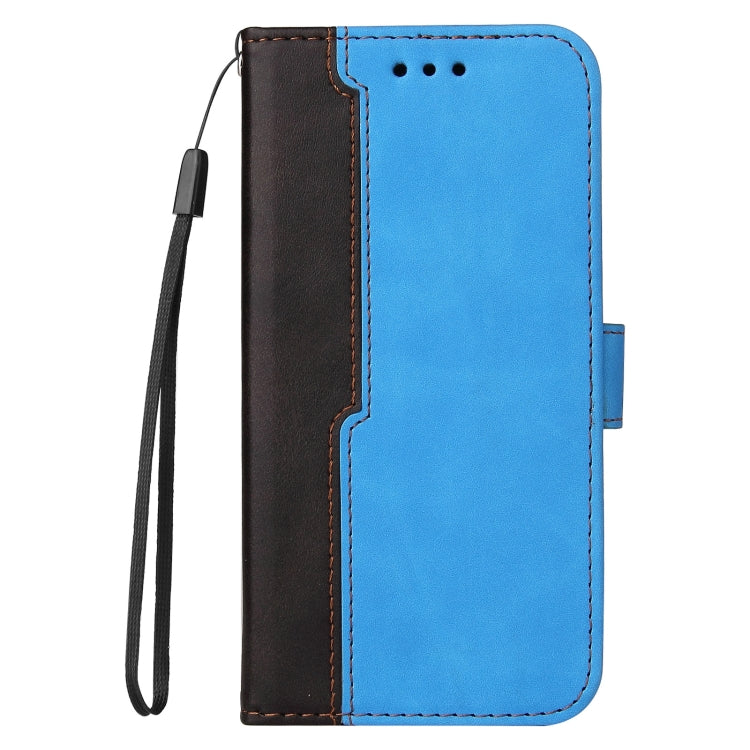 For Samsung Galaxy A22 5G Business Stitching-Color Horizontal Flip PU Leather Case with Holder & Card Slots & Photo Frame(Blue)