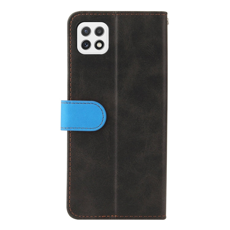 For Samsung Galaxy A22 5G Business Stitching-Color Horizontal Flip PU Leather Case with Holder & Card Slots & Photo Frame(Blue)