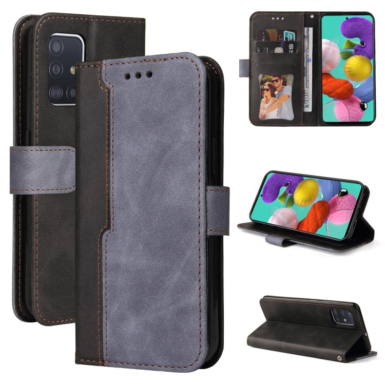 For Samsung Galaxy A51 4G / M40s 4G Business Stitching-Color Horizontal Flip PU Leather Case with Holder & Card Slots & Photo Frame