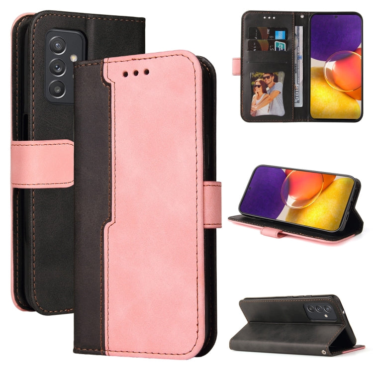 For Samsung Galaxy A82 5G Business Stitching-Color Horizontal Flip PU Leather Case with Holder & Card Slots & Photo Frame(Pink)