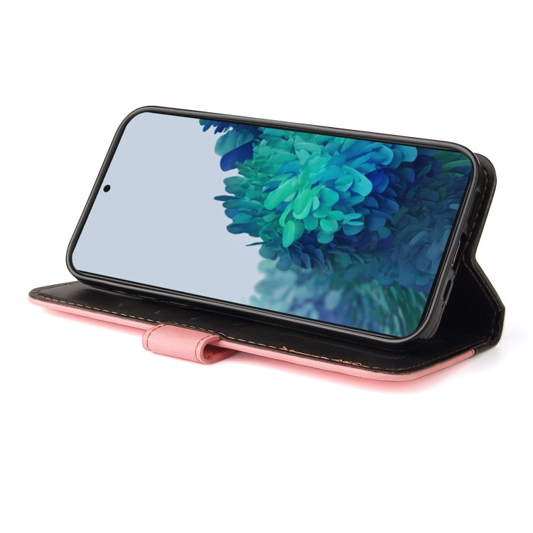 For Samsung Galaxy S21 FE Business Stitching-Color Horizontal Flip PU Leather Case with Holder & Card Slots & Photo Frame(Pink)