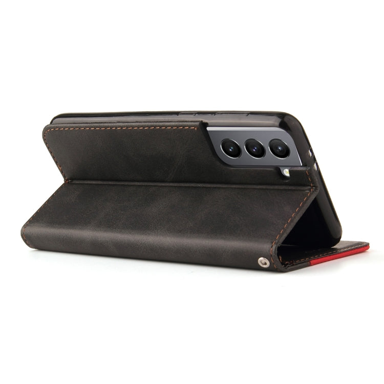 For Samsung Galaxy S21 5G Business Stitching-Color Horizontal Flip PU Leather Case with Holder & Card Slots & Photo Frame