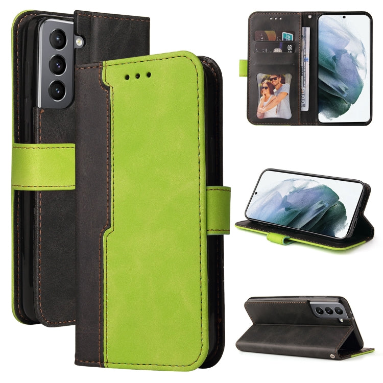 For Samsung Galaxy S21 5G Business Stitching-Color Horizontal Flip PU Leather Case with Holder & Card Slots & Photo Frame