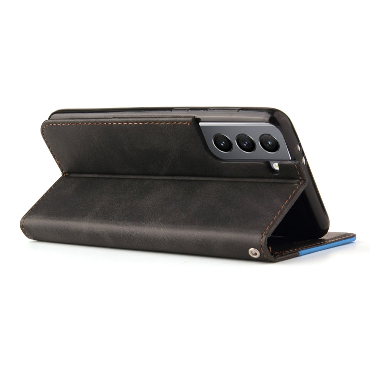 For Samsung Galaxy S21 5G Business Stitching-Color Horizontal Flip PU Leather Case with Holder & Card Slots & Photo Frame