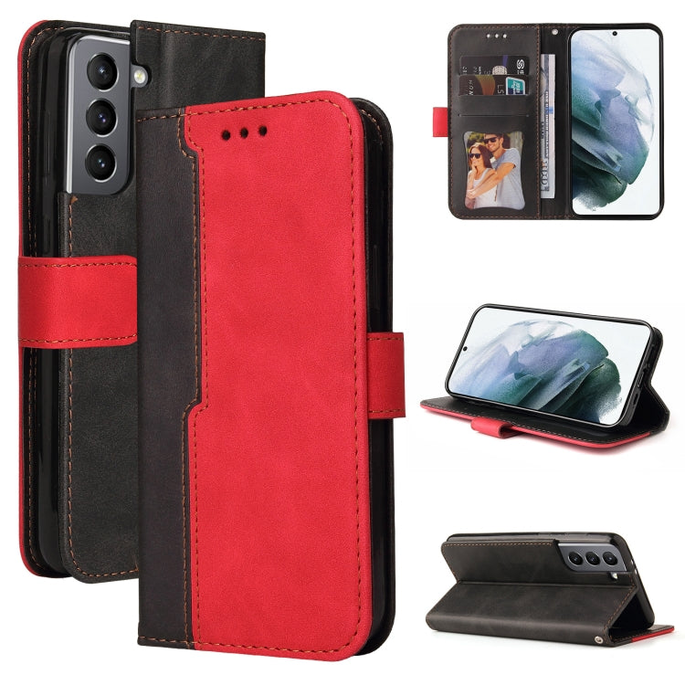 For Samsung Galaxy S21+ 5G Business Stitching-Color Horizontal Flip PU Leather Case with Holder & Card Slots & Photo Frame