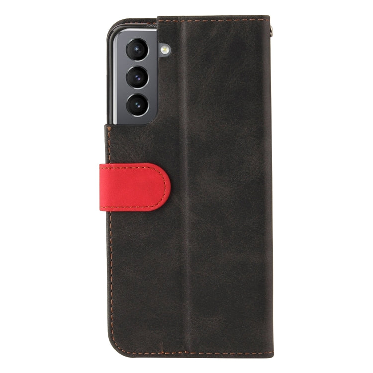 For Samsung Galaxy S21+ 5G Business Stitching-Color Horizontal Flip PU Leather Case with Holder & Card Slots & Photo Frame
