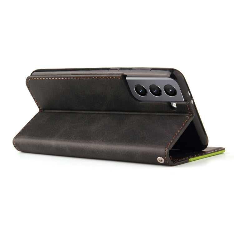 For Samsung Galaxy S21+ 5G Business Stitching-Color Horizontal Flip PU Leather Case with Holder & Card Slots & Photo Frame