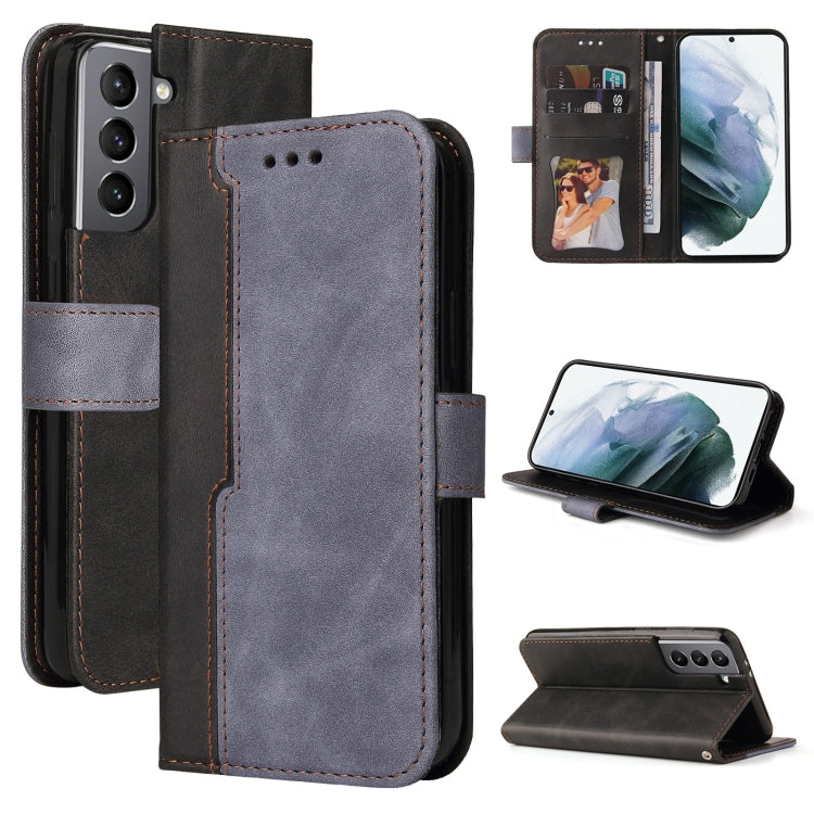 For Samsung Galaxy S21+ 5G Business Stitching-Color Horizontal Flip PU Leather Case with Holder & Card Slots & Photo Frame