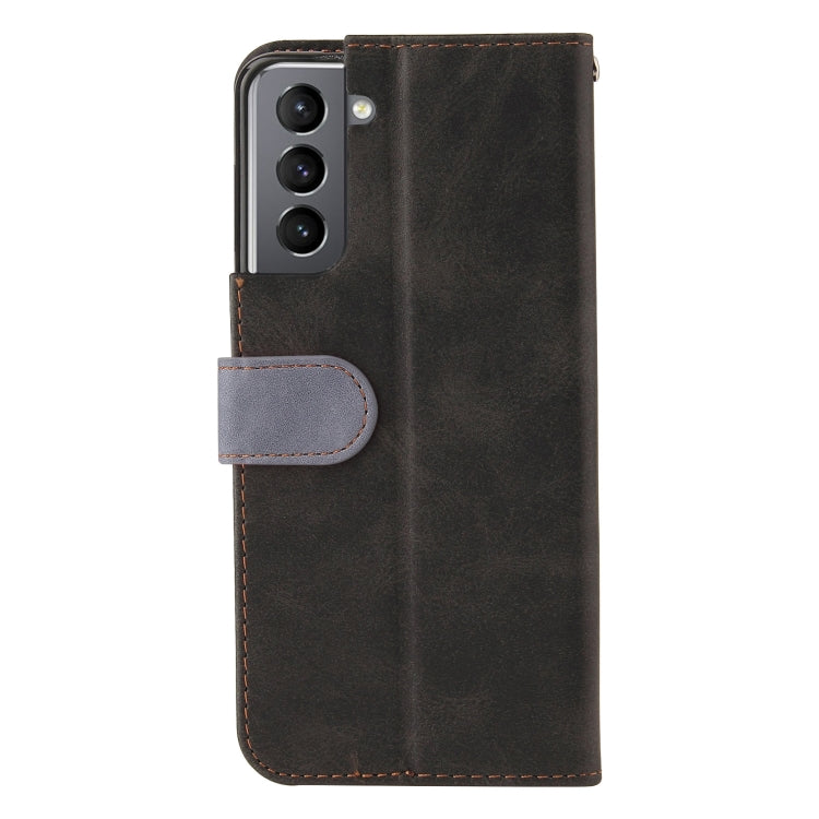 For Samsung Galaxy S21+ 5G Business Stitching-Color Horizontal Flip PU Leather Case with Holder & Card Slots & Photo Frame